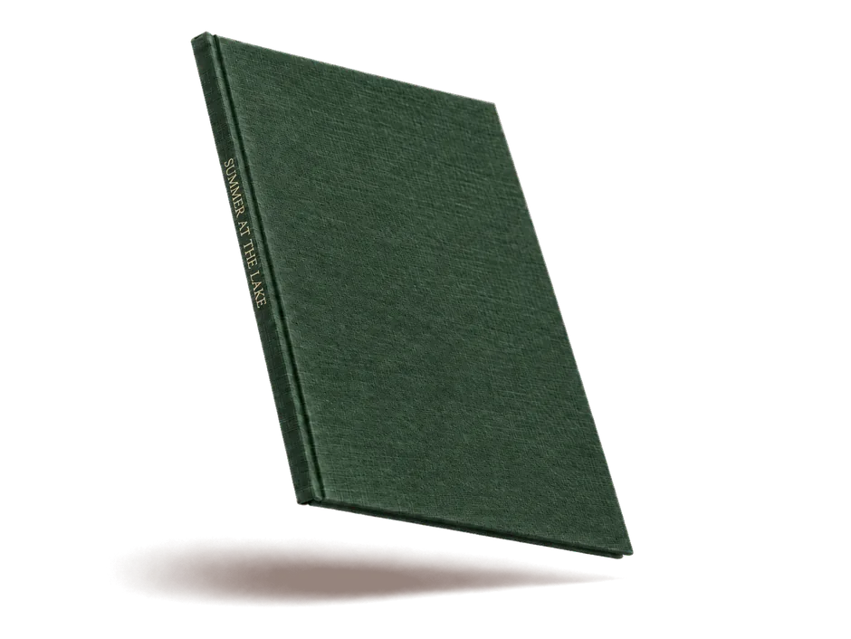 Forest linen photo book, title foiled on the spine